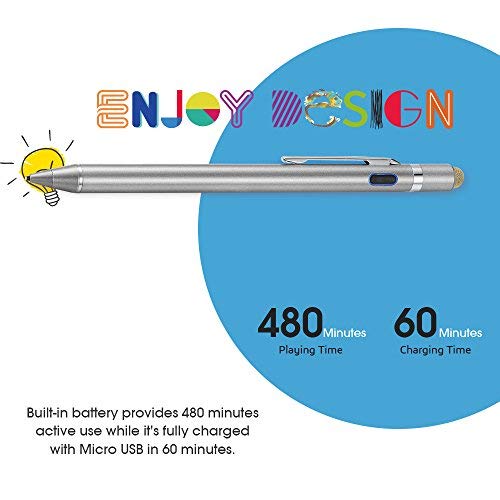 2-In-1 Active Stylus Digital Pen With 1.5Mm Ultra Fine Tip For Ipad Iphone Samsung Tablets, Work On Touchscreen Phones And Tablets,Good At Drawing And Writing, Grey #TOP2