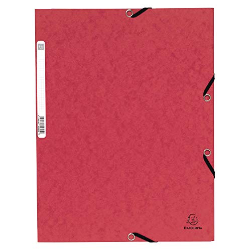 Exacompta - Réf. 55305E - 1 chemise à élastiques - pochette 3 rabats - en carte lustrée 355 g/m2 - dimensions 24 x 32 cm pour documents au format A4 - couleur rouge