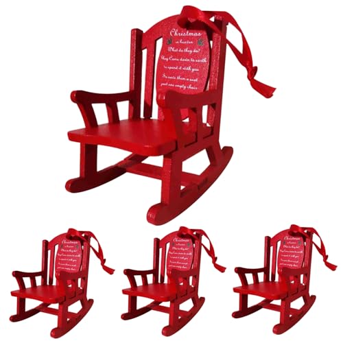 Mini rocking chair de Noël suspension commémorative en bois 4pcs