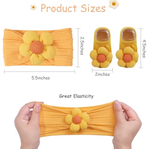 CÉLLOT Baby Flower Headband and Socks Set for Toddler Newborn Infant Girl