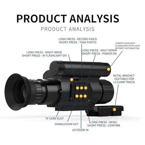 Suzlazyr Visore Notturno Digitale, Mirino A Infrarossi Ir 940Nm Per La Caccia, Monoculare Per Visione Notturna Oled Hd 1920X1080 Con Zoom Digitale 4X, Resistente Agli Urti - 6