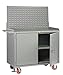 Little Giant MB3-2D-2448FLLP 48" Wide Mobile Service Bench, Louvered Panel, Locking Doors, Center Shelf, Powder Coated Steel Top, Gray
