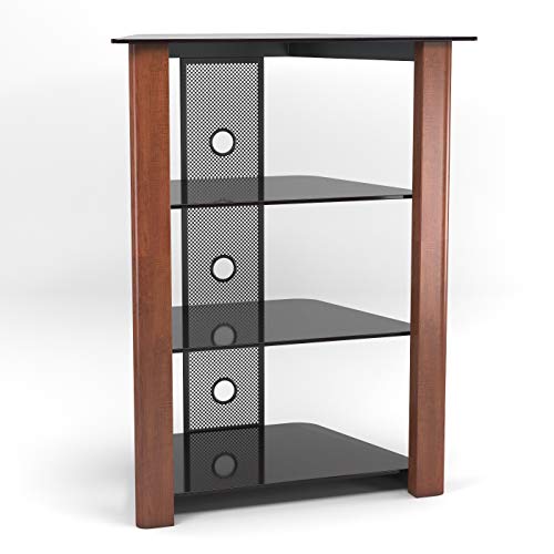 Ryan Rove Ashton Multi-Level Media Component Stand - Living Room Furniture, Home Theater System, Entertainment Center, Console Shelf and Storage Rack - Cable Management, Glass Shelves - Wood Cherry