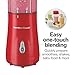 Hamilton Beach Portable Blender for Shakes and Smoothies, 14 Oz BPA Free Travel Cup & Lid, Durable Stainless Steel Blades, Personal Smoothie Blender, Red (51101RV)