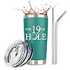 JENVIO Gifts for Golfers | The 19th Hole | Stainless Steel Travel Tumbler with 2 Lids Straws Gift Box and Card | Unique Father Funny Golf Stocking Stuffer Husband Dad Valentine’s Day