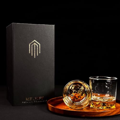 Image of Melbify Gold Opera Whiskey Glass Gift Set | 4 pcs Set | 300 ml | Ultra-Premium | Gold-Bottomed | Imported | Luxurious | Ideal for Wedding Gifts, Anniversary, VIP and Corporate Gifts