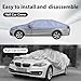 Half Car Cover SUV, Top Cover for Windshield & Sunroof Protection with Cotton Liner, Hail Protector Car Cover Waterproof All Weather for Snow, Sun,Rain,Dust,Size M