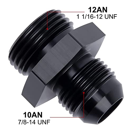 Image of EVIL ENERGY 10AN Flare to 12AN ORB Male Fuel Rail Adapter Fitting Black 2Pcs