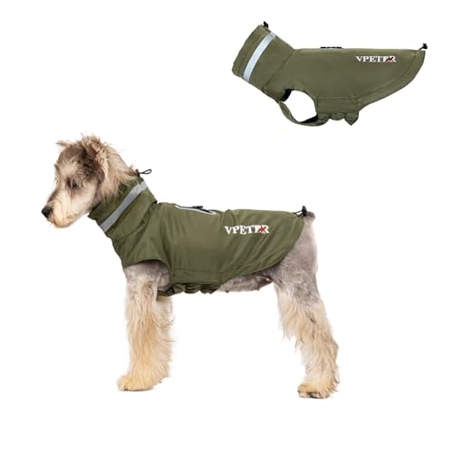 BT Bear Dog Raincoat,Adjustable Waterproof Lightweight Rain Jacket with Reflective Strip Dog Poncho Raincoat for Small Dogs,Olive green L