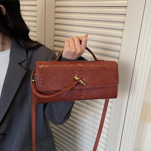 Image of Women Vegan Leather Evening Handbag Crocodile Pattern Handle Clutch Purse Cross Body Envelope Bag