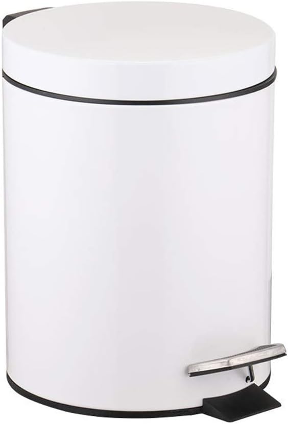 SGHTYJ Waste Bin With Lid Pedal Stainless Steel Trash Can 5L 7L 12L Home Kitchen Bathroom Living Room, 12L, White
