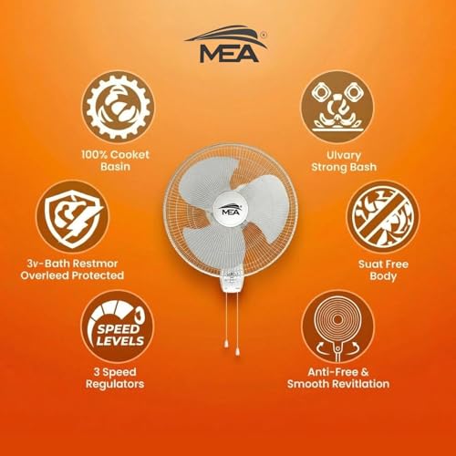 Image of MEA 16 Inch Wall Fan 400 mm Air Circulator for Home Office Shop | Wall Mount Cooling Fan with Oscillation | Powerful Air Throw, Multiple Speed Control | Durable Guard Design | Energy Efficient Motor