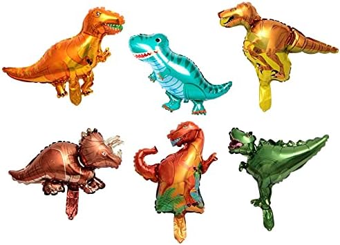 Dinosaur Theme Mini Hand Foil Balloons 6 pcs Multi Color For Party Decorations