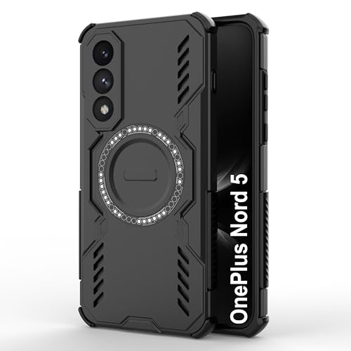 Image of Zapcase Back Case Cover for OnePlus Nord 5 | Magnetic Case with Built-in Metal Ring | Supports MagSafe Charger, Wallet & Car Mount | Shockproof Hybrid PC + TPU | Black