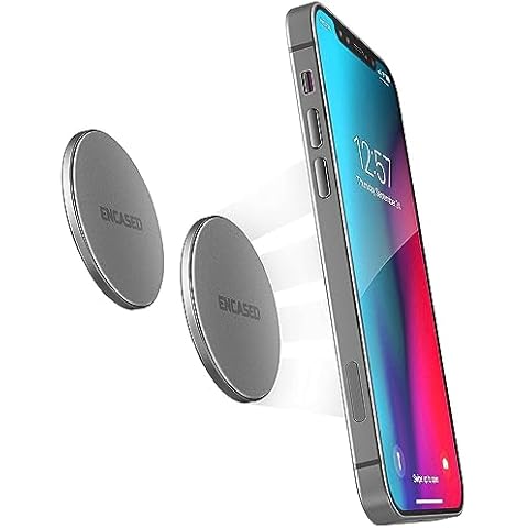 ENCASED Magnetic Mount-Anywhere iPhone Disks (2 Pack) Designed for MagSafe, Stick On Phone Holder - Great for Car, Home, Office, RV and More (Adhesive Backed / 0.15" Ultra Slim Design) Cover