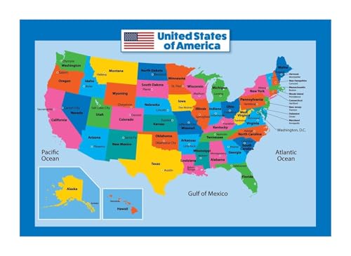 Carte des USA pour chambre d'enfant affiche éducative pour s'éveiller au monde