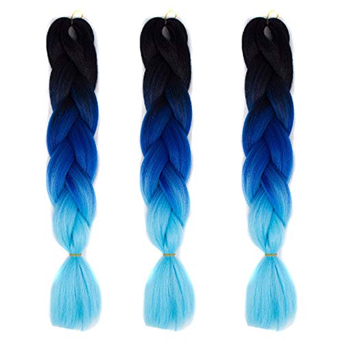 Feibin 30色 ウィッグ エクステンション 3本セット ブレイズ 編み込み グラデーション 三つ編み ヘアアクセサリー 盛りアップ つけウィッグ かつら 毛束 ウィッグ つけ毛 ヘアアクササリー ヒップ ホップ レゲエ ダンス ヘアアレンジ