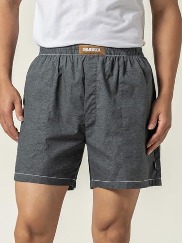 Image of DAMENSCH Regular Fit Solid 100% Soft & Durable Cotton Boxer Shorts Dual Pockets Anti-Bacterial Moisture Wicking Microfibre Waistband Ultra-Light Boxers for Men