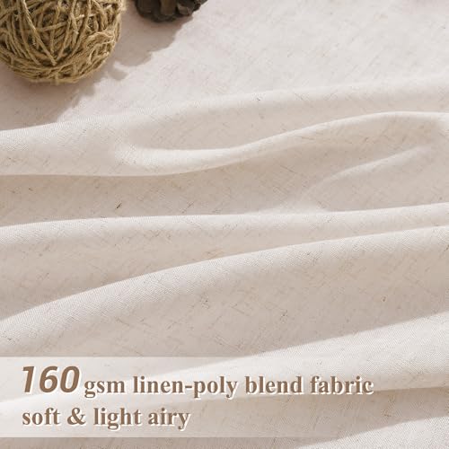 Image of Joywell Extra Long Linen Curtains 112 Inches for Living Room Cream Beige