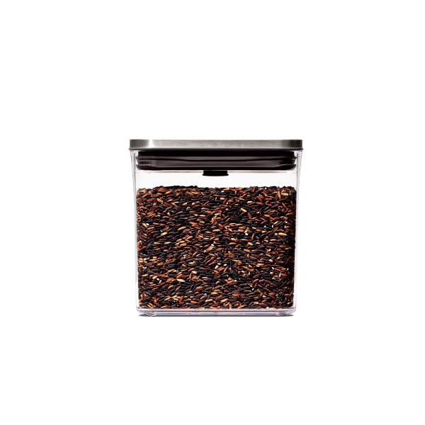 Image of OXO Steel POP Container Short Rectangle- 1.7 Qt for Brown Sugar, Dried Beans and More,Grey