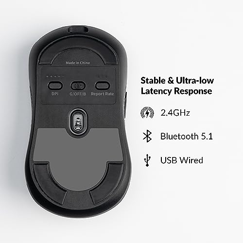 Image of Keychron M3 Mini Wireless Optical Mouse, Bluetooth 5.1 /2.4 GHz /Wired Gaming Mouse, Programmable PixArt 3395 Sensor with up to 26,000 DPI / 650 IPS, Lightweight Ergonomic for Windows Mac Linux - Black