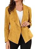 Allegra K Chaqueta de gamuza sintética para mujer, Mostaza, L