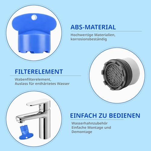 11-teiliges Set Perlator Schlüssel, 1 Stück Wasserhahn Entkalker Aufsatz und 5 Stück Schlüssel Für Perlator, perlatorschlüssel Für （M16.5, M18.5, M21.5, M22.5, M24）