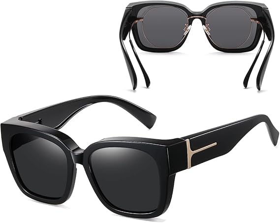 D Lolylad Polarisiert Überzieh Sonnenbrille Herren und Damen, Groß Sonnenbrille für Brillenträger UV400 Schutz, Fit-over Sunglasses für Golf, Angeln, Bootfahren, Wandern, Fahren
