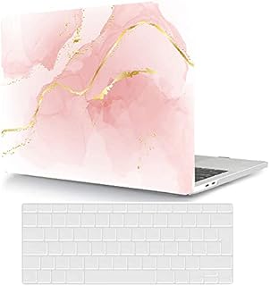 ACJYX Compatible with MacBook Air 13 inch Case 2020 2019 2018 Release New Version A2337 M1 A2179 A1932 with Retina Display & Touch ID, Plastic Hard Shell Case with Keyboard Skin, Pink Marble