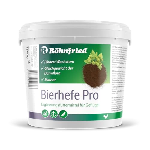 Röhnfried Bierhefe Pro 1500g I B-Vitamine, Aminosäuren, Mineralien & Spurenelemente I ideal während der Aufzucht & Mauser