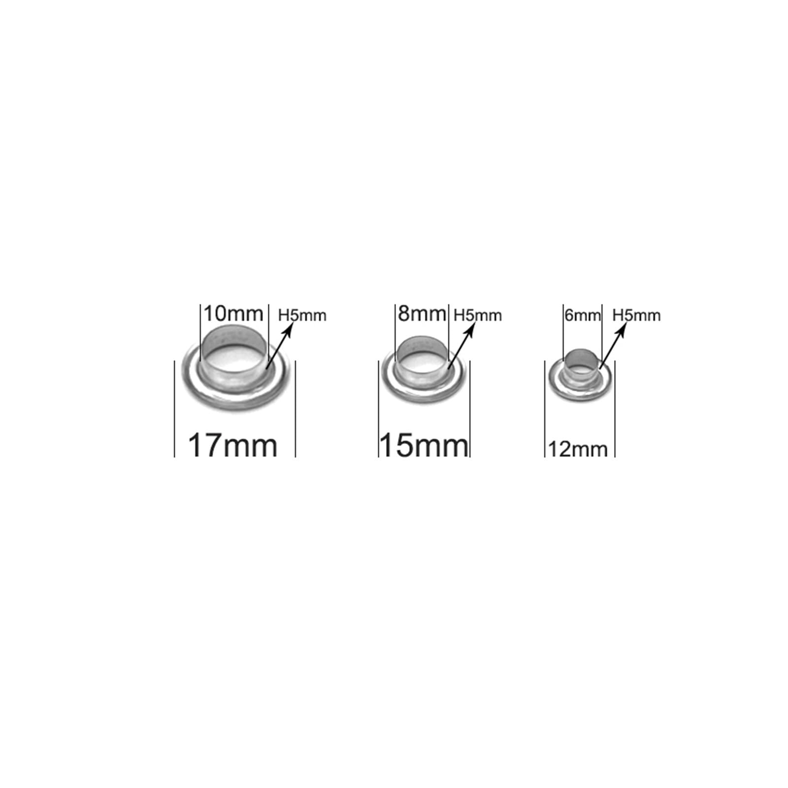 Pinze portatili per occhielli, in acciaio inox, senza sforzo, installazione manuale per occhielli, rivetti, bottoni su pelle, tela, teloni e tessuti (50 set e strumenti, 6 mm)