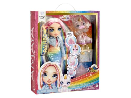 Muñeca Rainbow High Amaya con Kit de Slime y Mascota miniatura 3