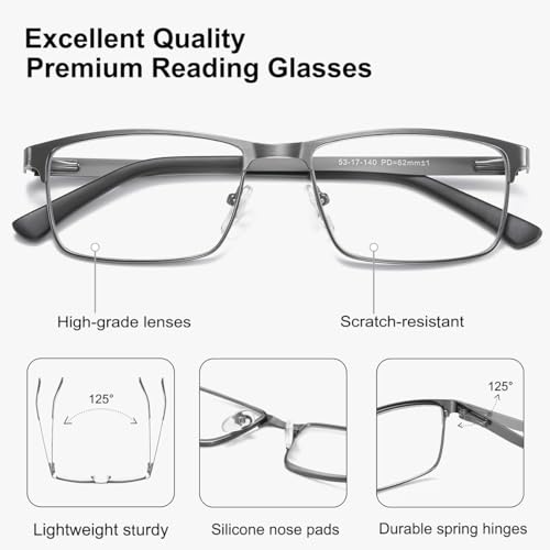 Herrenbrille Eyecedar Amcedar 5 Stück Lese-Rechteckrahmen aus Metall