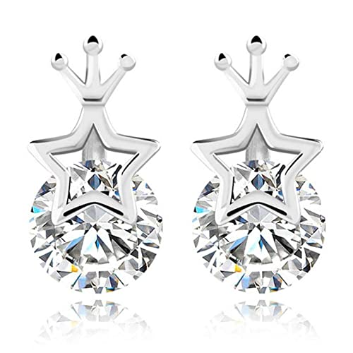 Boucles d'oreilles créoles boucles clous dames couronne cristal 925