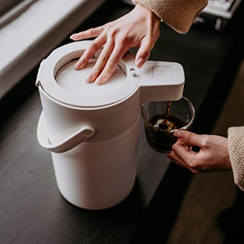 Hastings Collective Airpot Coffee Dispenser With Pump 2.5 Liter - Insulated Stainless Steel Thermal Coffee Carafe 12 Hour Hot/24 Hour Cold - Hot Beverage Dispenser For Water Coffee Tea (White) #TOP7