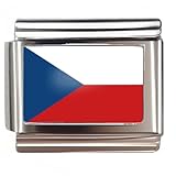 NOOFNO Italienischer Armbandanhänger, 9 mm, Tschechische Republik, Land und Kultur > Flagge