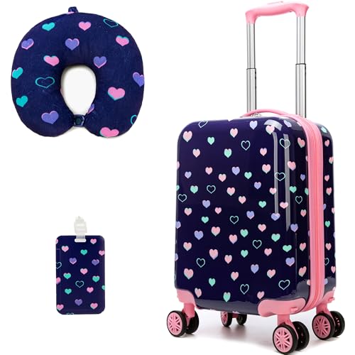 Image of Kids Luggage with Spinner Wheels Carry on Suitcases for Girls 2 Piece Luggage Sets 16 inch Toddler Suitcase for Kids Rolling Suitcase Airline Approved