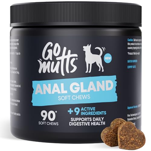 Go Mutts Anal Gland Treatment for Dogs - 90 Anal Gland Chews, Functional Digestive Fiber Treats, Gland Treatment for Dogs, Support Healthy Anal Gland, Bowel & Digestion