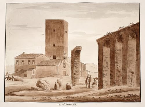 Lienzo para pared estilo pintura mural clásica de la Torre de Agostino Tofanelli 60x90cm
