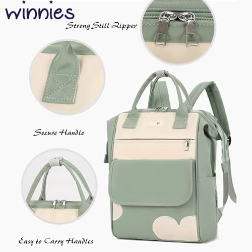 Image of Winnies Diaper Bag Backpack for Moms Multi-Functional Maternity Nappy Bags with Insulated Bottle Holders, Wide-Open Main Compartment & Multiple Pockets