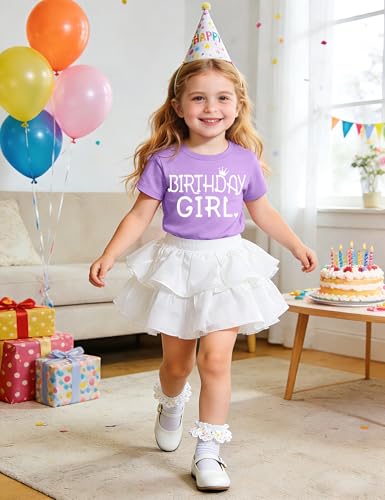 Image of Birthday Girl Shirt Toddler Baby Girls Birthday Outfit Cotton T-Shirt Size 2-10 Years