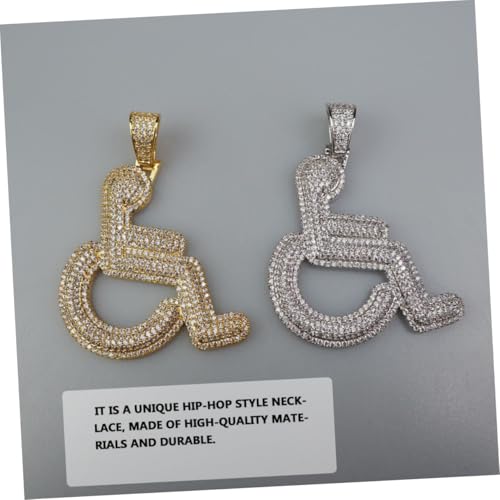 Pendentif de fauteuil roulant serti de zircon éclatant finition argentée