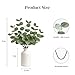qztavyni Artificial Eucalyptus Stems with White Matte Ceramic Vase, 4 Pcs Faux Eucalyptus Leaves Arrangement, 15 Inch Tall Tabletop Greenery for Farmhouse Centerpiece, Shelf and Entryway Home Decor