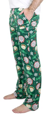 Handcraft Rick and Morty Pajama Pants for Men, Plush Fleece Character Sleepwear, Adult Pickle Rick PJ, XX-Large Green2