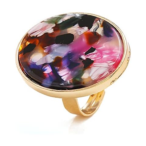 Dtja Boho Big Round Acrylic Statement Ring Cover