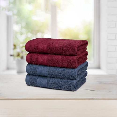 Image of MYTRIDENT Soft Comfort Air Rich Towel 100% Cotton Hand Towel for Daily use, 500 GSM Highly Absorbent Towels for Men /Women, 4Pc Hand Towel Set (41 cm X 66 cm), Wine Red and Navy