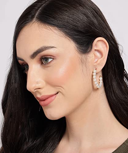 Image of ANNACREATIONS Stylish combo of pearl stud hoop earrings set for Women Girls