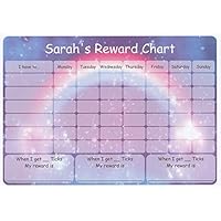 Print'n'Lam A4 Rainbow Personalised Reward Behaviour Chart Reusable Wipe Clean Pen