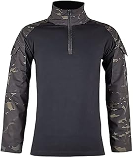 Innerternet Military Tactical Ripstop Breathable Military Style Outdoor Tactical Uniform Equipment Training Shirt Winter 1/4 Zip T-Shirt Airsoft Shirt Denim Shirt