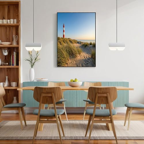 Cuadros salón modernos GDJSMIN: lienzo de paisaje nórdico con faro y láminas decorativas 60x90 3